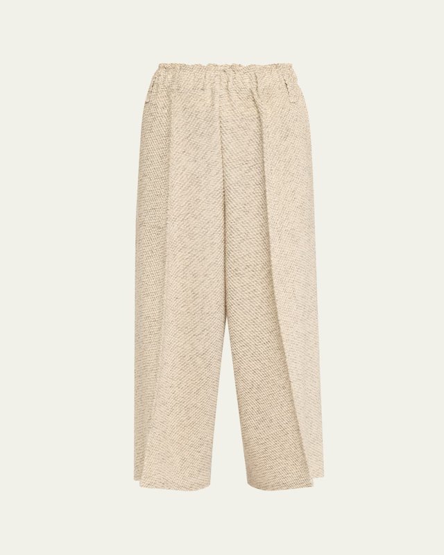 Warm Pleats Woven Cropped Pants